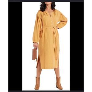 Universal Thread mustard yellow gauze midi dress